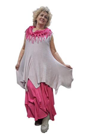 Mouwloze tuniek  gebreid  roze