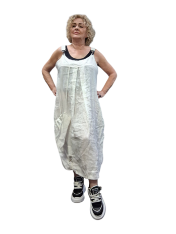 Overgooier wit  100% linnen mouwloos