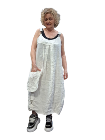 Overgooier wit  100% linnen mouwloos