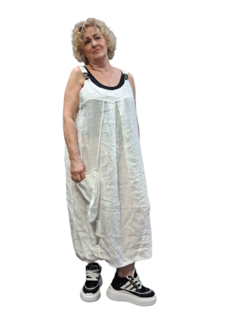 Overgooier wit  100% linnen mouwloos