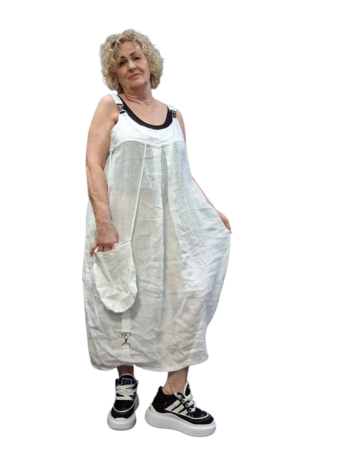 Overgooier wit  100% linnen mouwloos