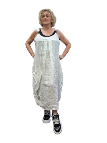 Overgooier wit  100% linnen mouwloos