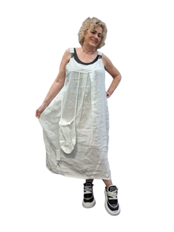 Overgooier wit  100% linnen mouwloos