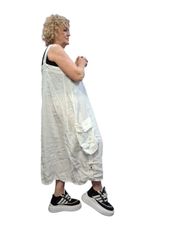 Overgooier wit  100% linnen mouwloos