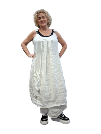 Overgooier wit  100% linnen mouwloos