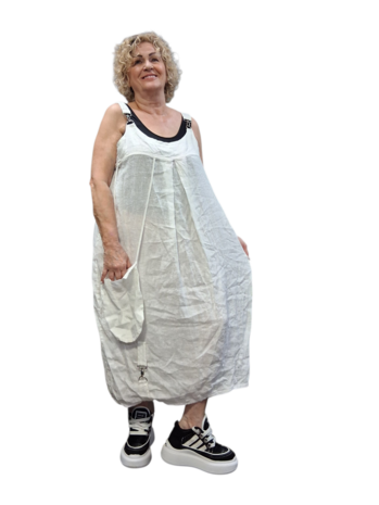 Overgooier wit  100% linnen mouwloos