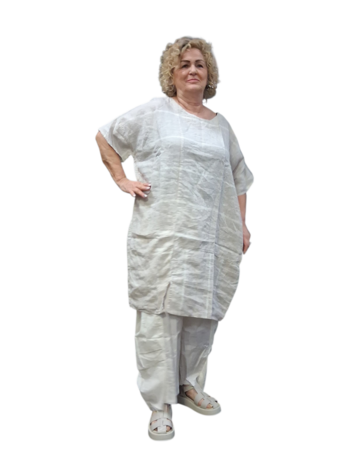 Beige witte tuniek 100% linnen