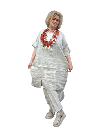 Beige witte tuniek 100% linnen