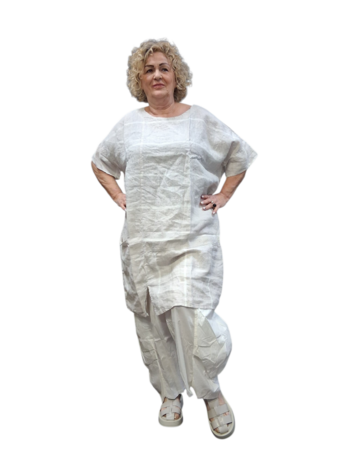 Beige witte tuniek 100% linnen