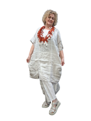 Beige witte tuniek 100% linnen