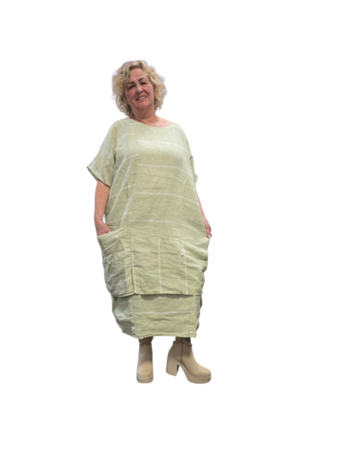 Groen witte tuniek 100% linnen