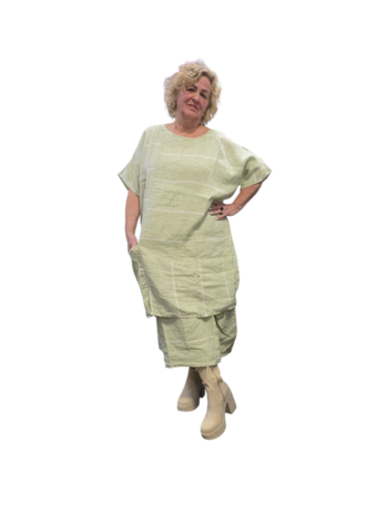 Groen witte tuniek 100% linnen