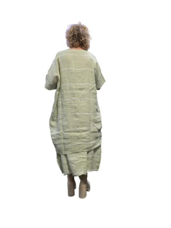 Groen witte tuniek 100% linnen