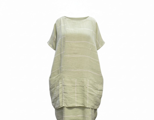 Groen witte tuniek 100% linnen