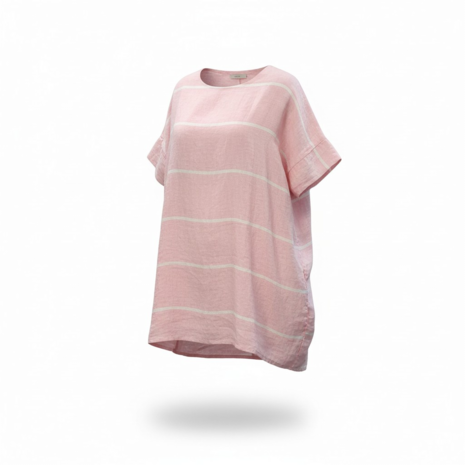 Roze witte tuniek 100% linnen
