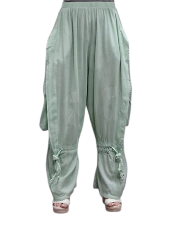 Wijde broek mint met grote zakken100% cotton