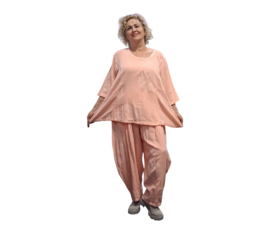 Shirt -tuniek -100% cotton A-lijn-abrikoos 