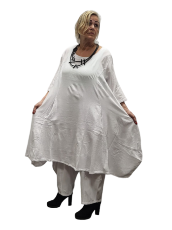 Ruime jurk-100% katoen wit