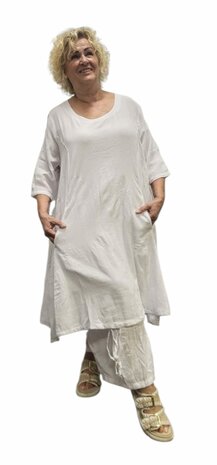 Ruime jurk-100% katoen wit