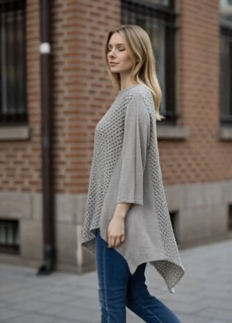 Tuniek-taupe asymmetrisch-100%-cotton