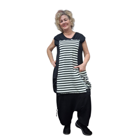 Myrjo mouwloos tuniek/jurkje  Fye zwart wit