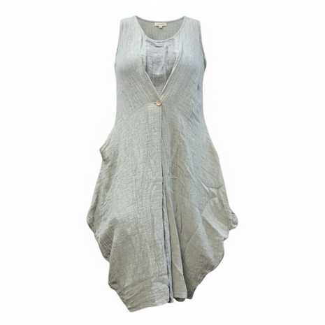 Linnen jurk gedeeltelijk tweelaags