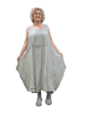 Linnen jurk gedeeltelijk tweelaags