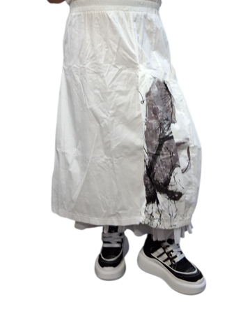 Rok wit met zwarte print