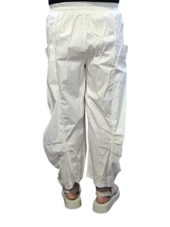 Wijde broek wit-rekbare taille