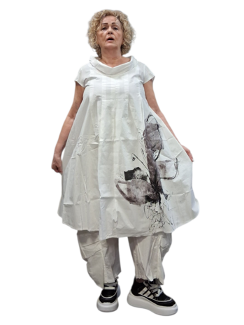 Jurk mouwloos wit met print