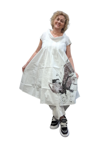 Jurk mouwloos wit met print