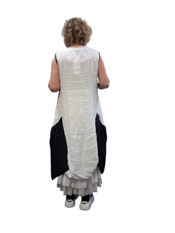 Jurk mouwloos zwart/wit