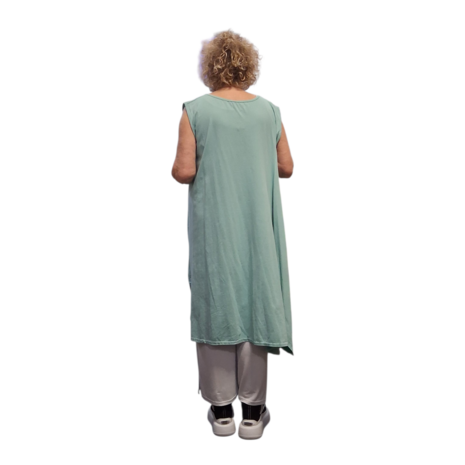 Jurk- lange mint tuniek mouwloos-tricot 