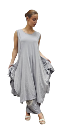 Jurk- lange tuniek mouwloos-tricot grijs