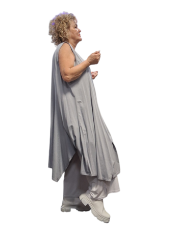 Jurk- lange tuniek mouwloos-tricot grijs