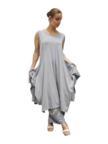Jurk- lange tuniek mouwloos-tricot grijs