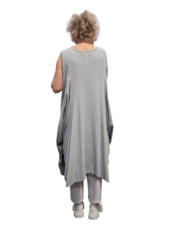 Jurk- lange tuniek mouwloos-tricot grijs