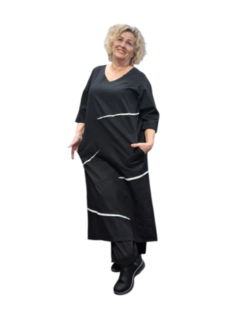  Kekoo jurk zwart met witte details