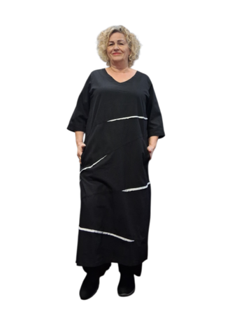  Kekoo jurk zwart met witte details