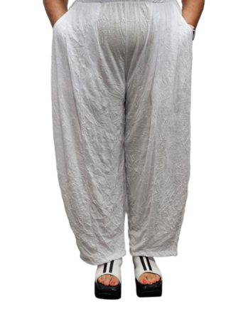 Broek wit gecrashte stof 