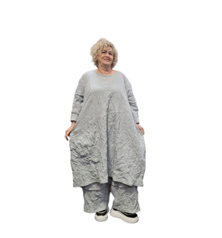 Zomerse jurk crushed  grijs gekreukte look