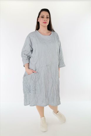 Zomerse jurk crushed  grijs gekreukte look