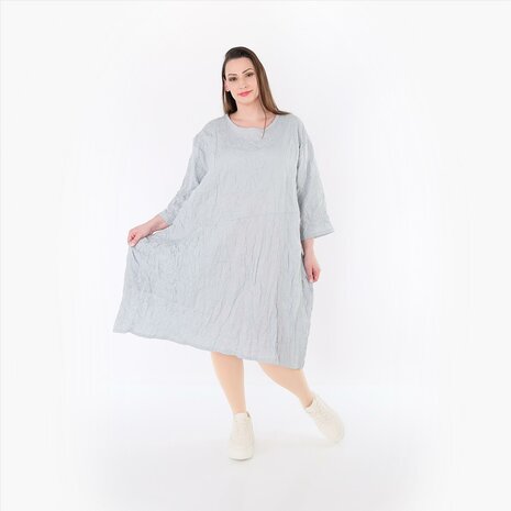 Zomerse jurk crushed  grijs gekreukte look