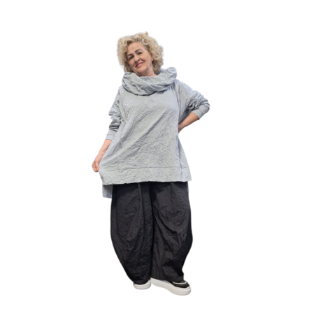 Oversized zomerhemd met rechte snit, gemaakt van gekreukte poplin stof Crushed grijs