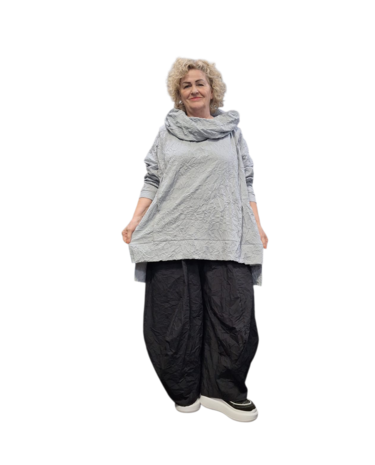 Oversized zomerhemd met rechte snit, gemaakt van gekreukte poplin stof Crushed grijs