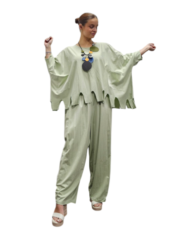 Apart ruim shirt met kartelzoom pastelmint