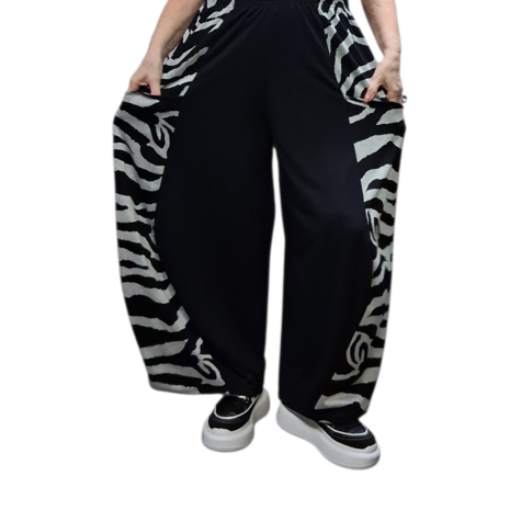 Broek Lina zwart met print