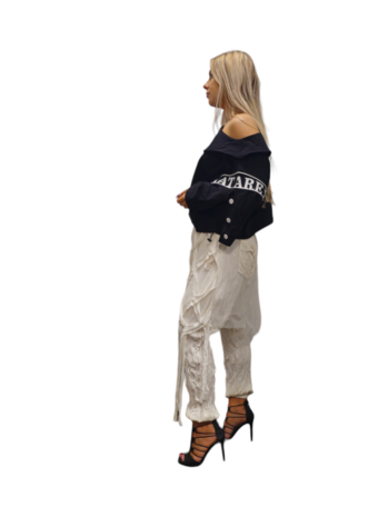 Aparte broek offwhite met rekbare taille