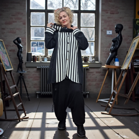 Myrjo jas/vest Fye zwart wit met capuchon