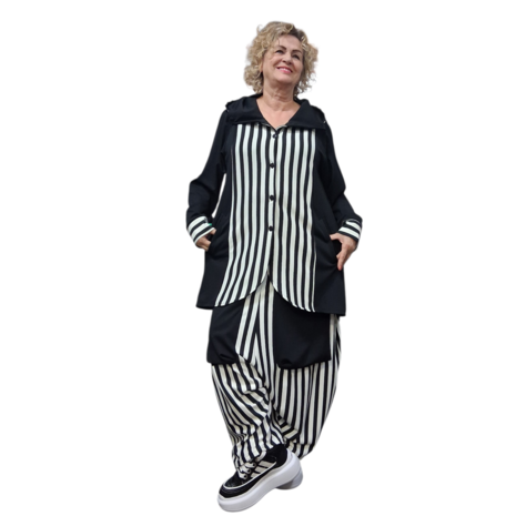 Myrjo jas/vest Fye zwart wit met capuchon